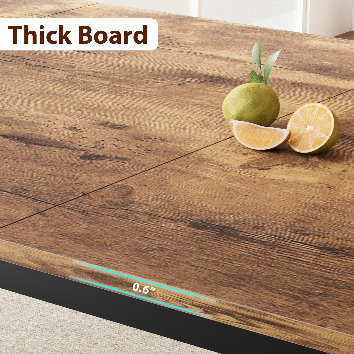 78 Inch Long Kitchen Dining Table, Rectangular Dining Table with Cut Corners for Living Room