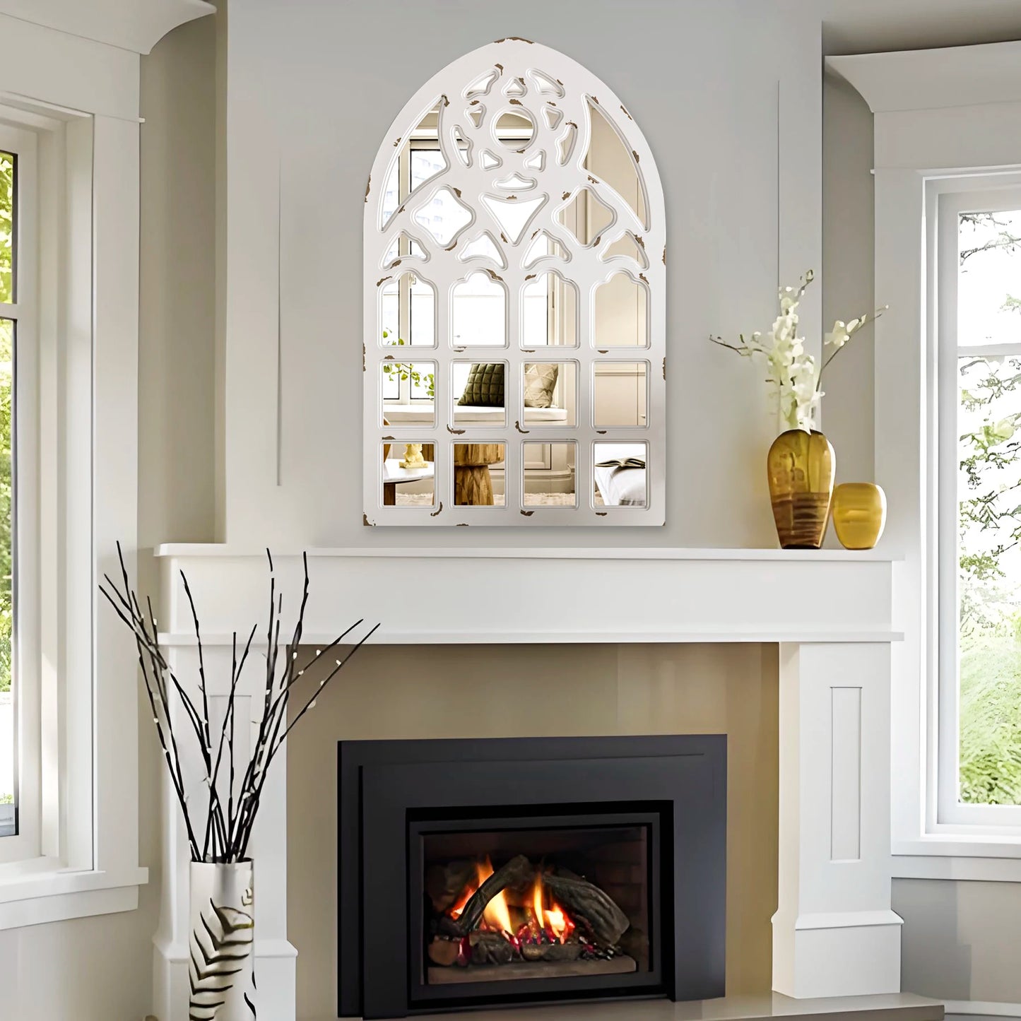 Decorative with Wood Framed,Large Retro Farmhouse Mirrors for Kitchen, Entryway ,Living Room