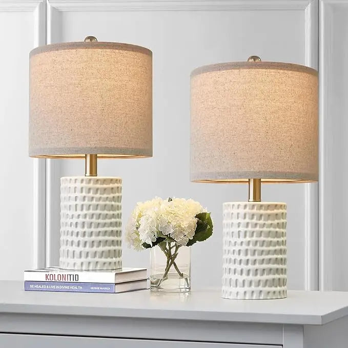 18.25in Modern Accent Ceramic Table Lamp Set of 2 for Bedroom, lamps for Living, Room Study, Room Office