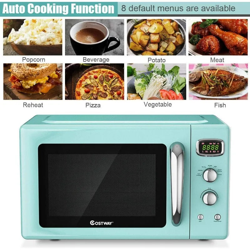 Retro Countertop Microwave Oven, 0.9Cu. ft, 900W Microwave Oven, with 5 Micro Power, Defrost & Auto Cooking Function