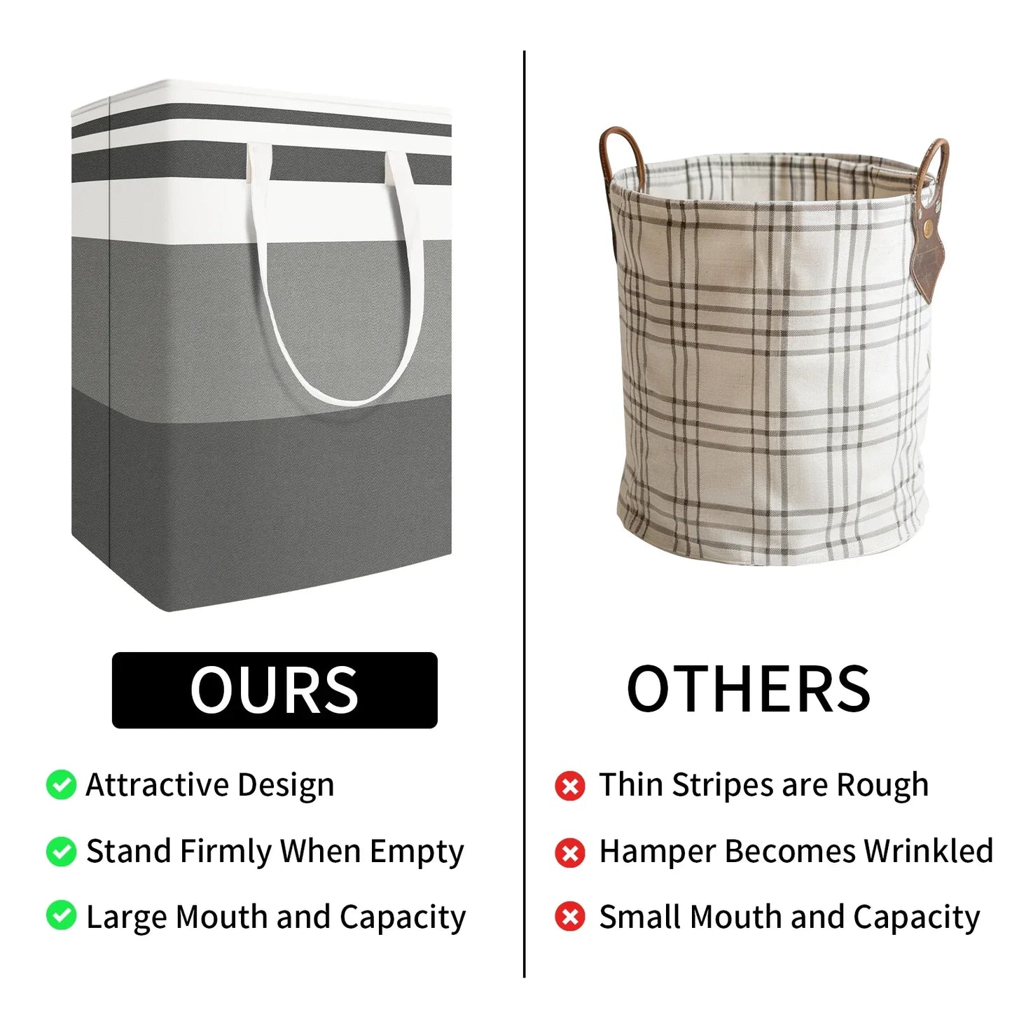 Large Laundry Baskets Waterproof Freestanding Laundry Hamper Collapsible