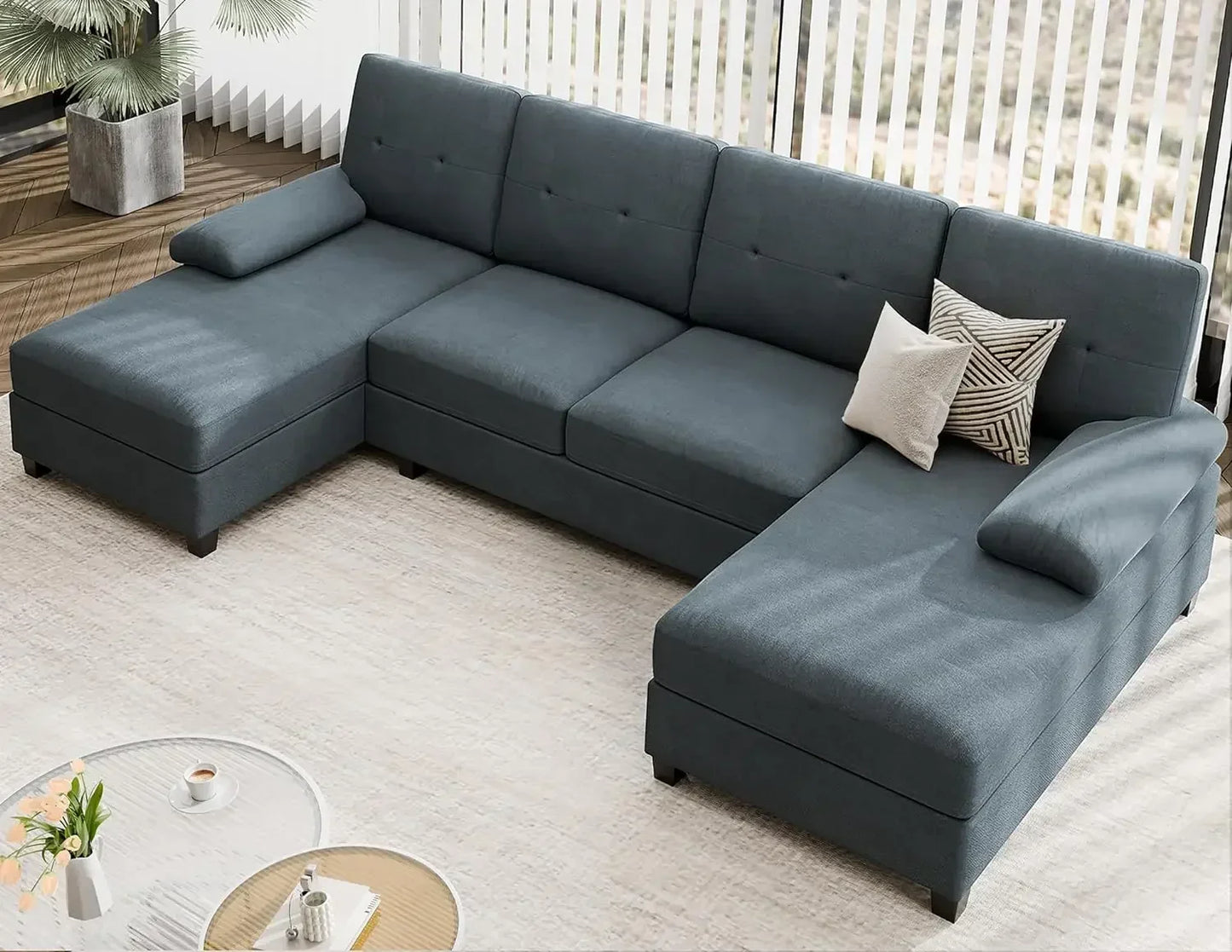 4 Seat U-Shaped Sofa Couch Living Room Furniture