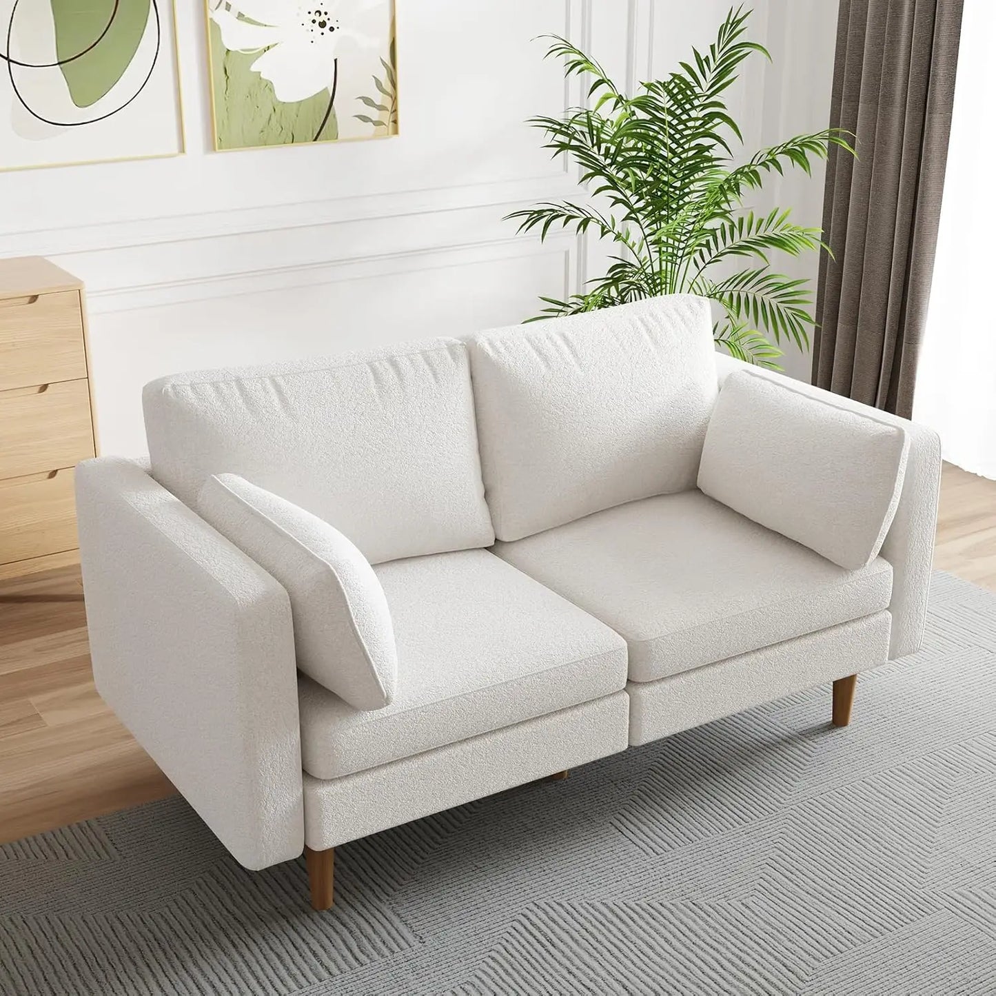 64" Loveseat Sofa Couch, Comfy Couch with Extra Deep Seats, Fabric Upholstered