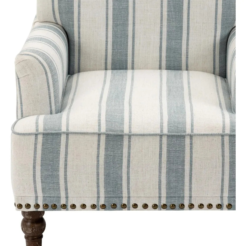 Stripe Accent Chairs Set of 2, Living Room Arm Chair Modern Nailhead Trim