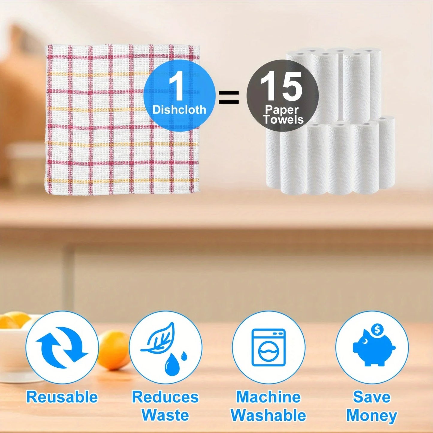 12pcs Kitchen Dish Cloths, Soft Absorbent Dishwashing Towel