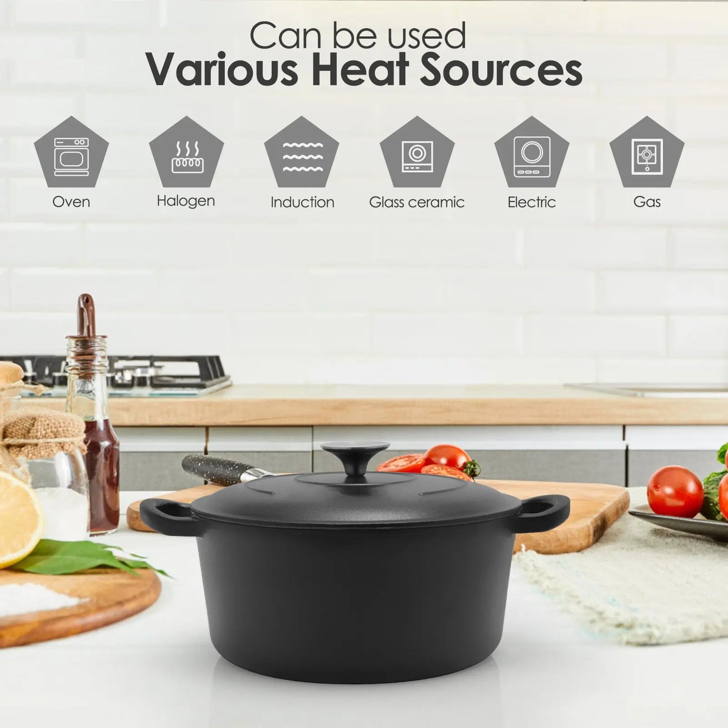 6 Quart Enameled Cast Iron Dutch Oven with Lid