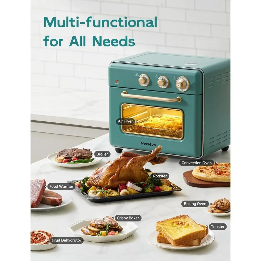 Compact Toaster Oven Air Fryer 6-in-1 1500W Rapid Heat 21QT Convection Oven with Non-Stick Interior and Cooking Accessories