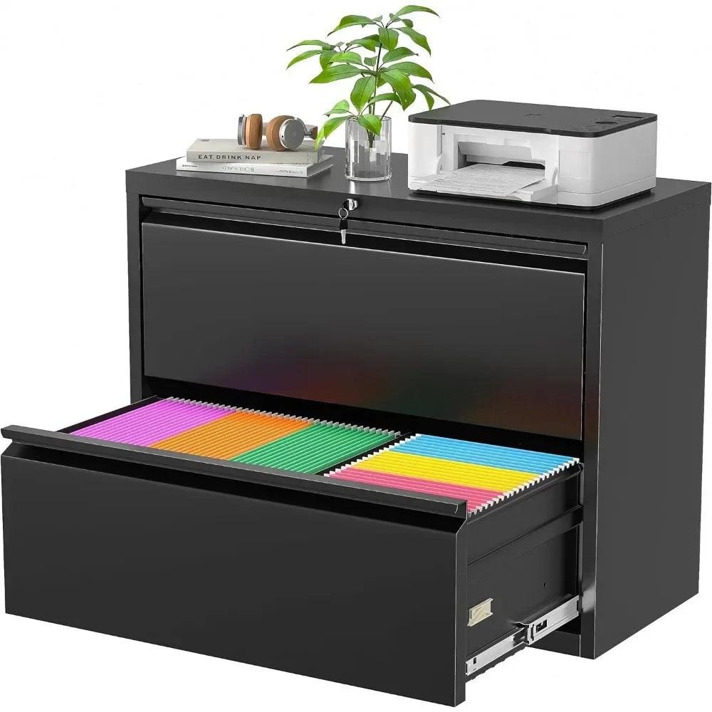 2 Drawer Metal Lateral File Cabinet with Lock