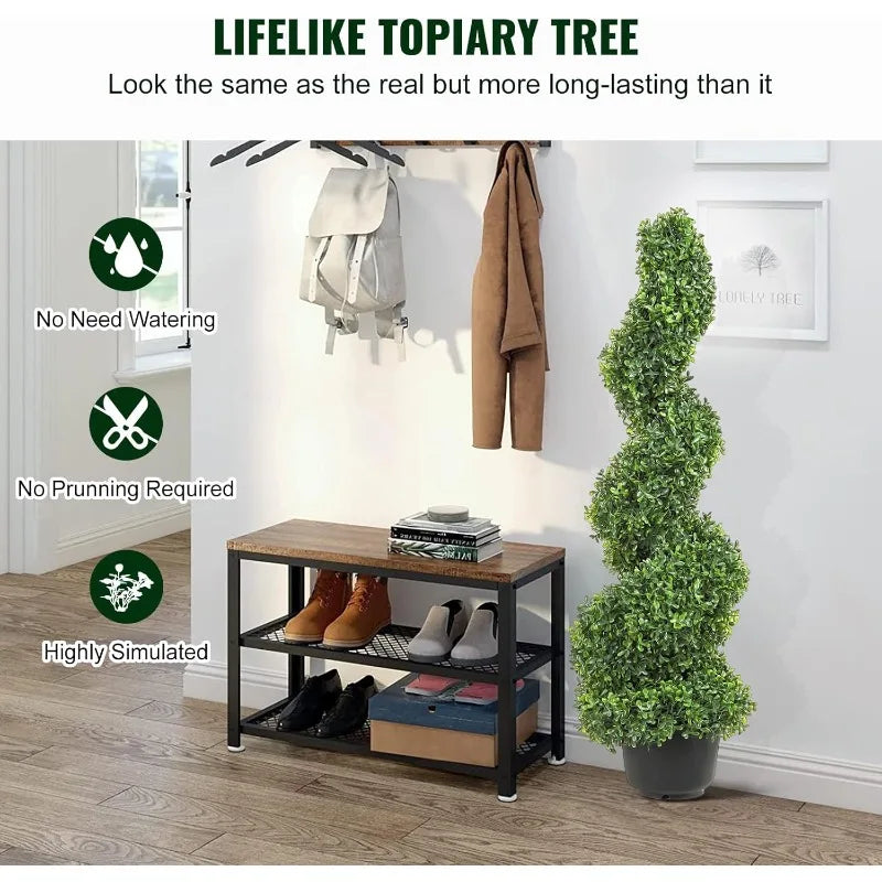 Artificial Boxwood Spiral Topiary Trees, 3ft Tall (2 Pieces) Faux Plant Outdoor