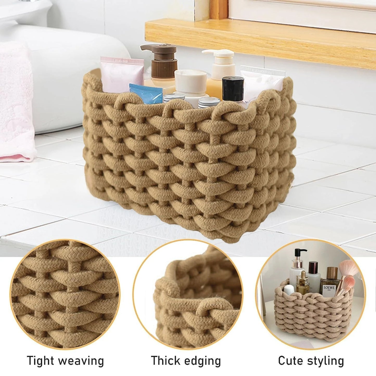 Small Storage Basket, Mini Basket, Cute Small Cotton Rope Woven Basket