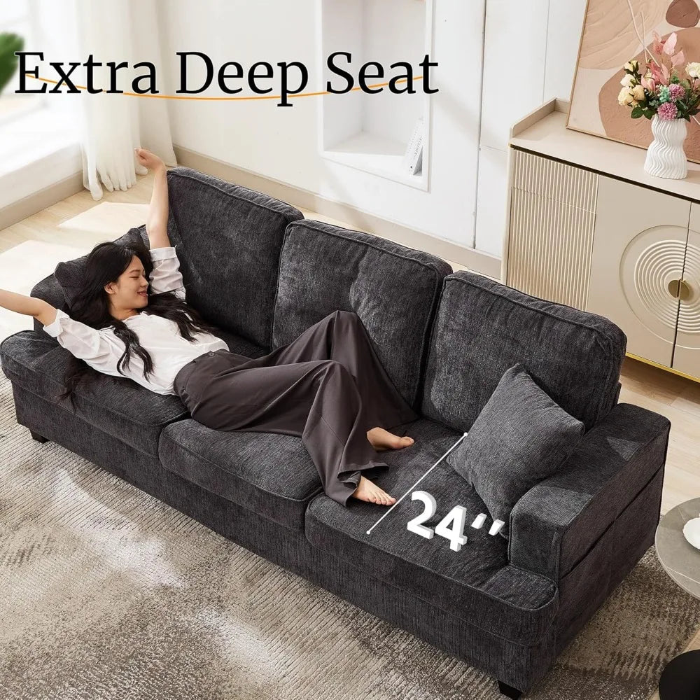 Sofa Couch for Living Room, Loveseat Sofa with Extra Comfy Deep Seat, Mid Century Comfortable 3 Seater Couch for Home Bed