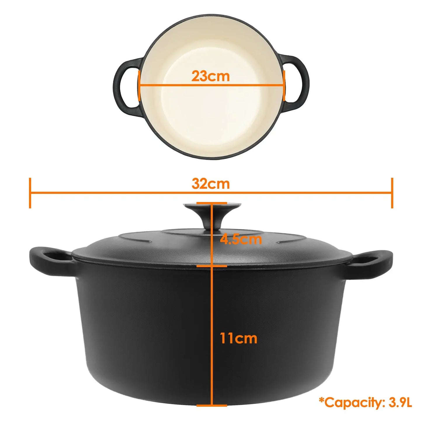 6 Quart Enameled Cast Iron Dutch Oven with Lid