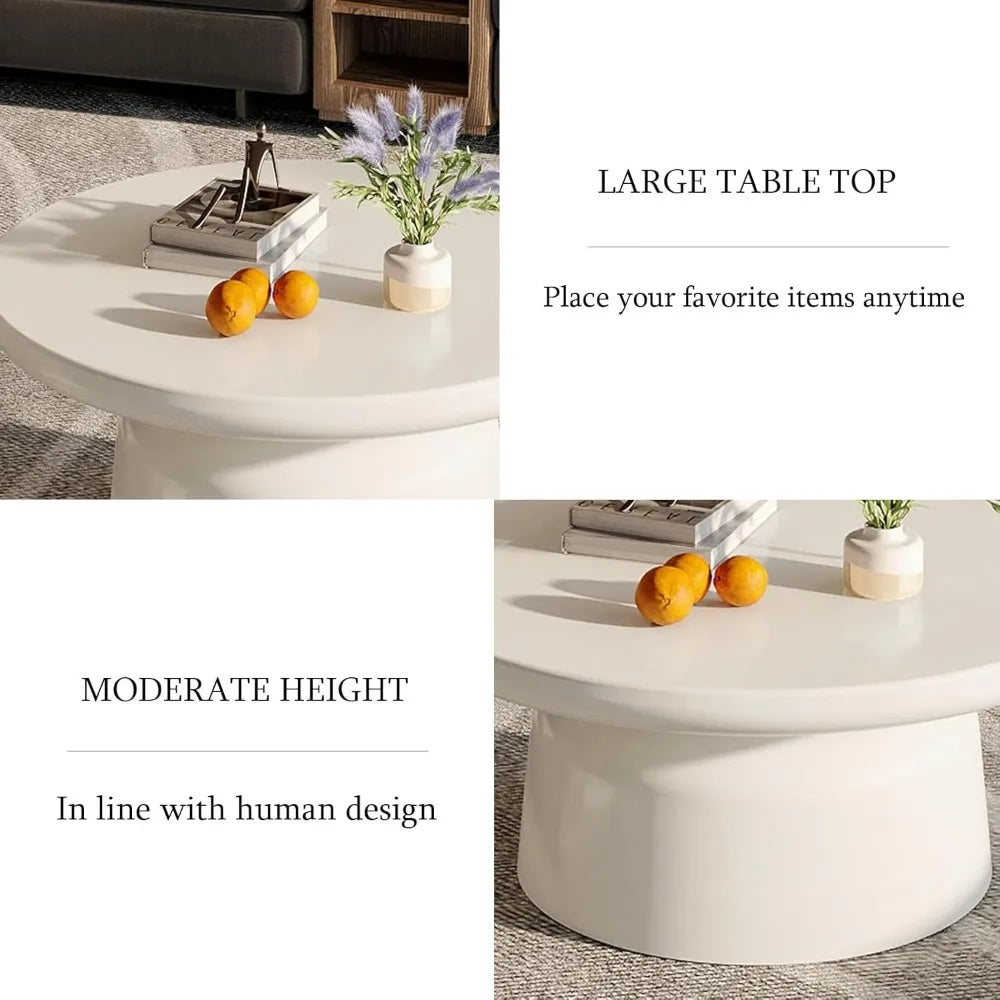 Creamy White Center Table, Modern Tea Table Low Floor