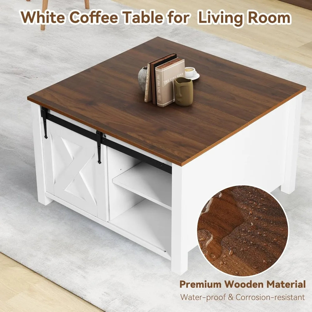 31.5" table for living room, lift top coffee table with storage, farmhouse small living room, multifunctional.