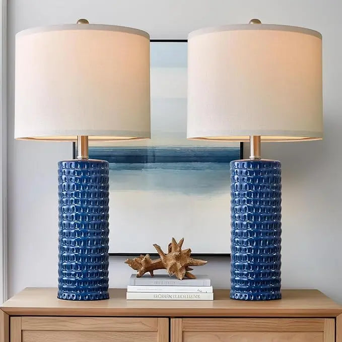 18.25in Modern Accent Ceramic Table Lamp Set of 2 for Bedroom, lamps for Living, Room Study, Room Office