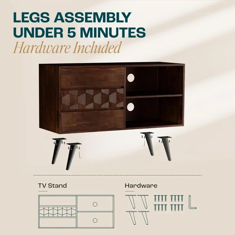 Modern 45 Inch Solid Wood TV Stand