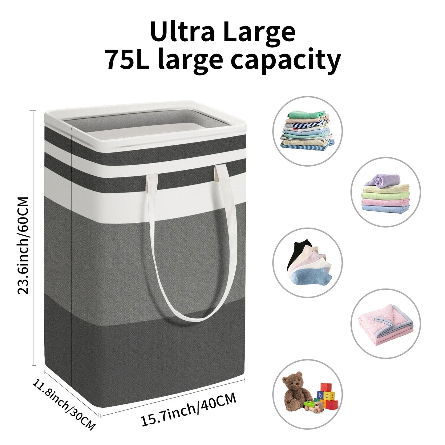 Large Laundry Baskets Waterproof Freestanding Laundry Hamper Collapsible