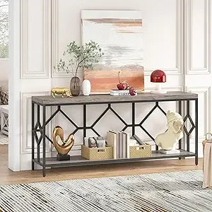 70.86 Inches Extra Long 2-Tier Narrow Console Table for Entryway, Sofa Table Behind Couch,Accent Table