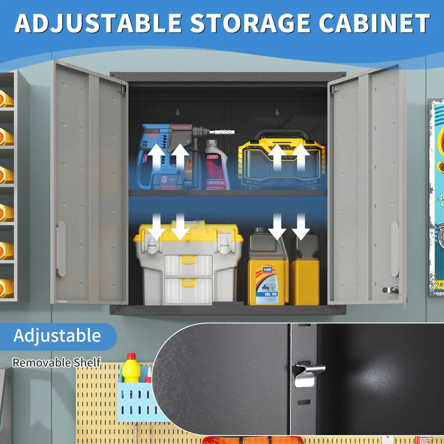Metal Wall-Mounted Storage Cabinet with Locking Door