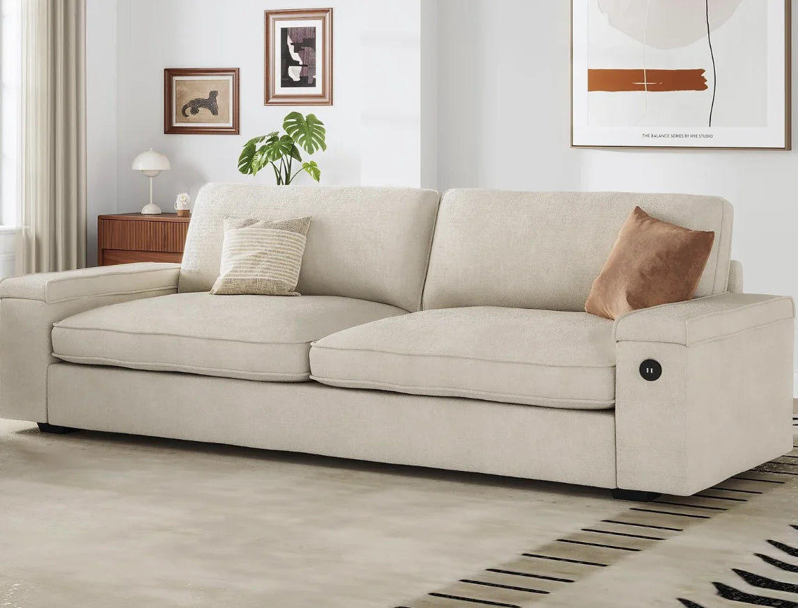 Sofas Couches for Living Room, Comfy Couch with Extra Deep Seats, Oversized Loveseat Sofa with Storage and 2 USB Chargin