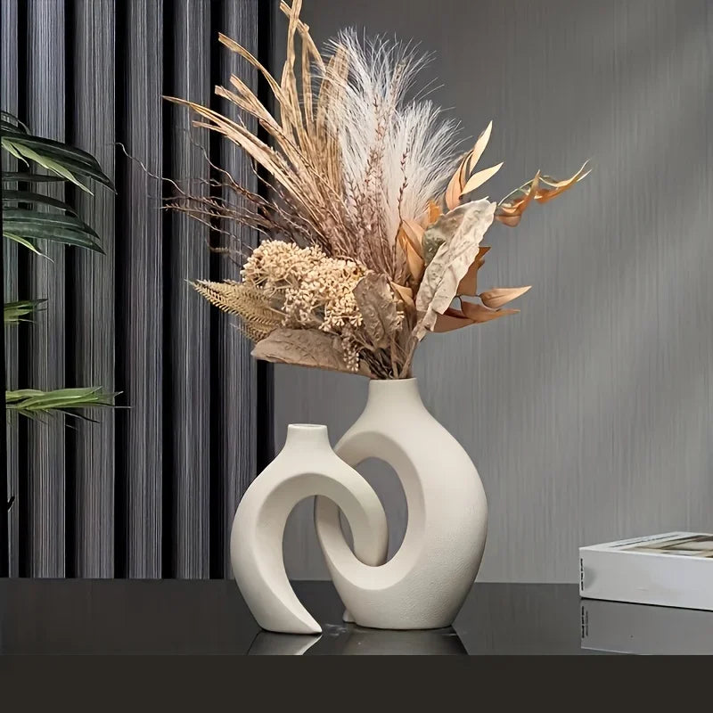 2pc ceramic vase artwork, living room bedroom study cafe and other decorations