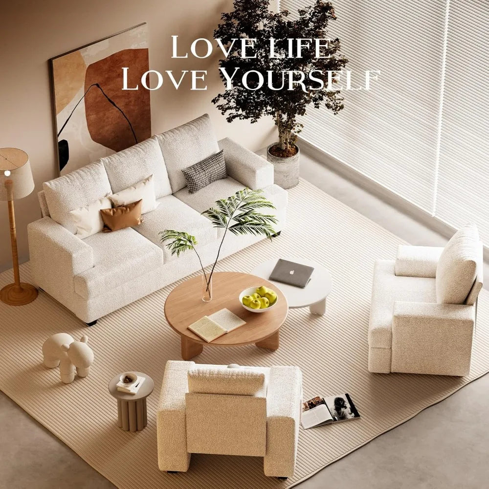 89" Sofa Couch with Extra Deep 3 Seats, Tool-Free Setup Sofa Bed
