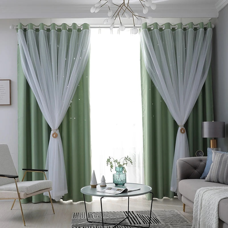 2-40x84in Panels Stars Curtains Blackout Curtains for Bedroom/Living room.