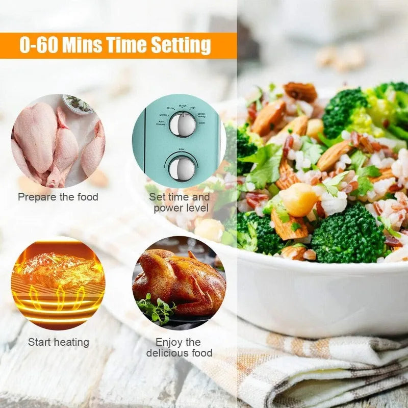 Retro Countertop Microwave Oven, 0.9Cu. ft, 900W Microwave Oven, with 5 Micro Power, Defrost & Auto Cooking Function