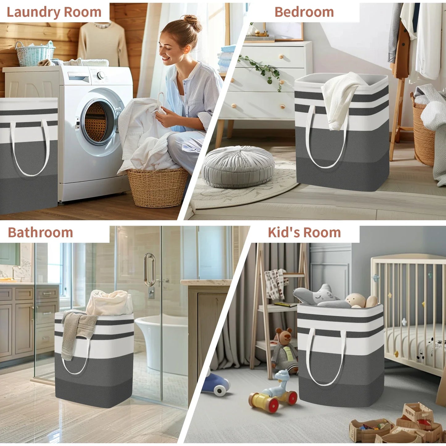 Large Laundry Baskets Waterproof Freestanding Laundry Hamper Collapsible