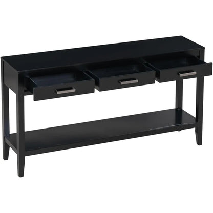 Contemporary Rectangular Console Table with 1 Shelf and 3 Storage Drawers, Entrance Table, Sofa Side Table for Entryway Hallway