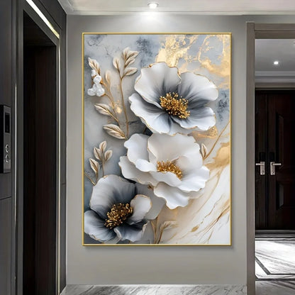 Modern luxury floral canvas mural, framed 3D floral painting, suitable for bedroom and living room decoration