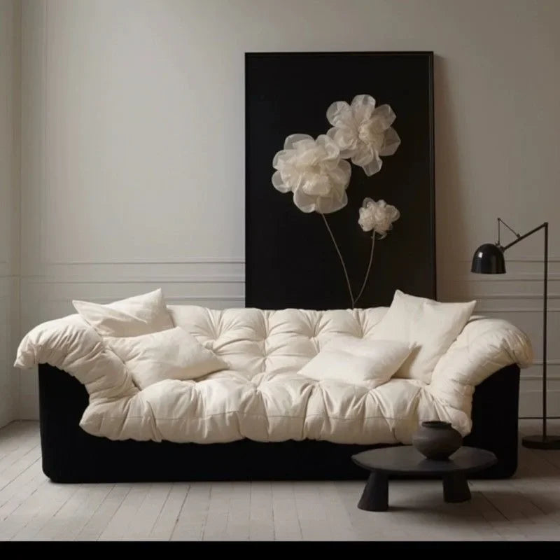 Modern Cloud Loveseat Sofa Plush 2-Seater Couch with Pillow Armrests for Small Spaces Living Room Bedroom Dorm Compact Design