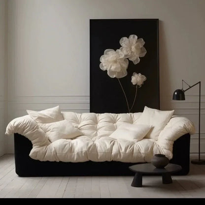 Modern Cloud Loveseat Sofa Plush 2-Seater Couch with Pillow Armrests for Small Spaces Living Room Bedroom Dorm Compact Design