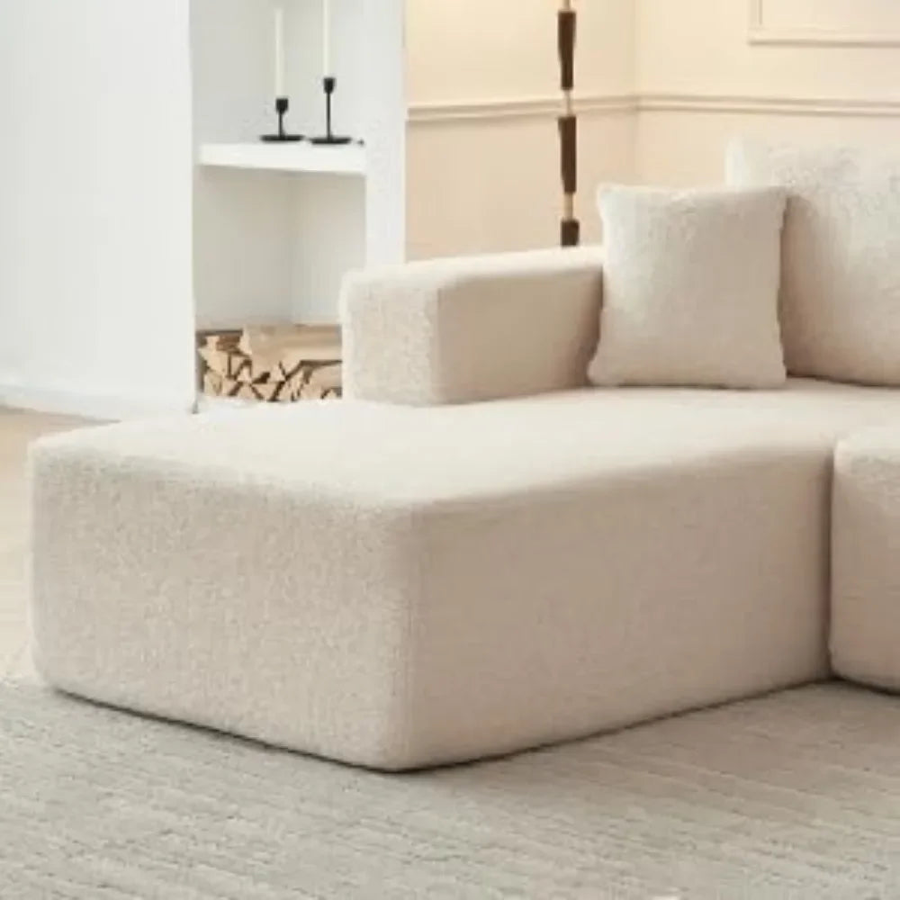 Sherpa Fabric Modular Sectional Couch