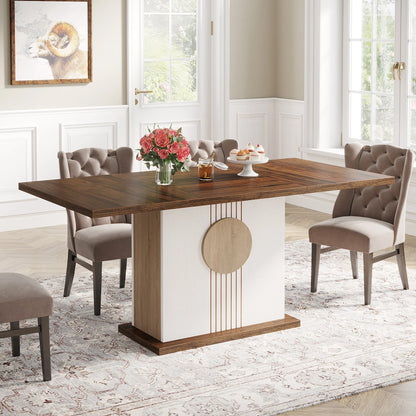 55" Rectangular Dining Table for 4 to 6 People, Farmhouse Wood Dinner Table for Kitchen, Dining Room & Living Room