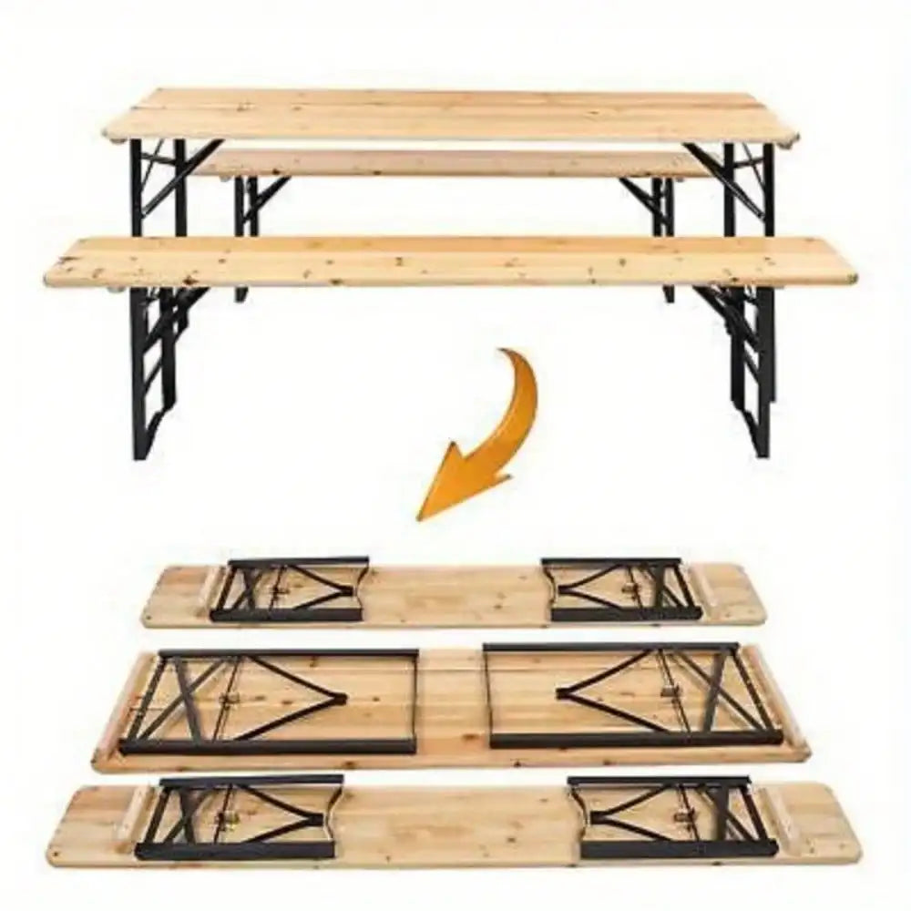 Folding Outdoor Wood Picnic Table