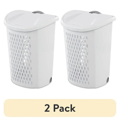 Set of 2 Wheeled Laundry Hampers To Transport Clothes Easy