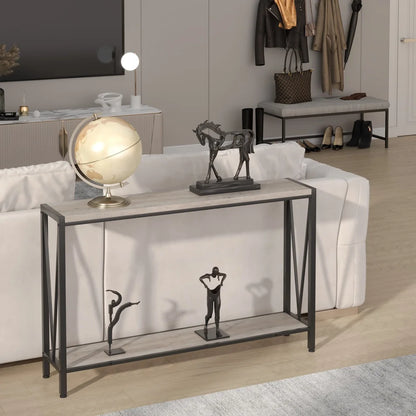 Industrial Console Table 2-Tier Entryway Table with Storage Narrow Sofa Table