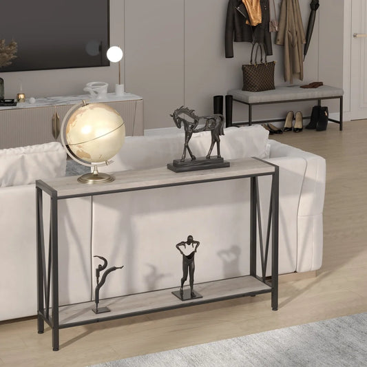 Industrial Console Table 2-Tier Entryway Table with Storage Narrow Sofa Table