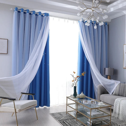 2-40x84in Panels Stars Curtains Blackout Curtains for Bedroom/Living room.