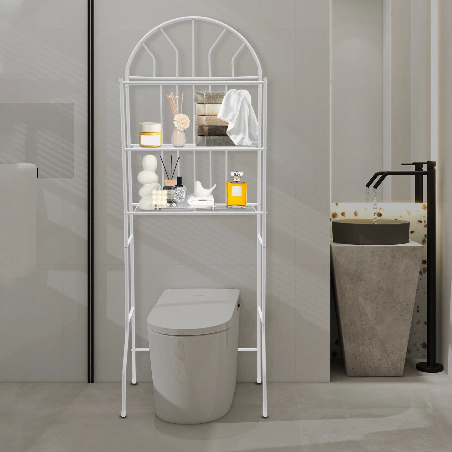 Modern White Three-layer Toilet Storage Rack