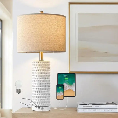 18.25in Modern Accent Ceramic Table Lamp Set of 2 for Bedroom, lamps for Living, Room Study, Room Office