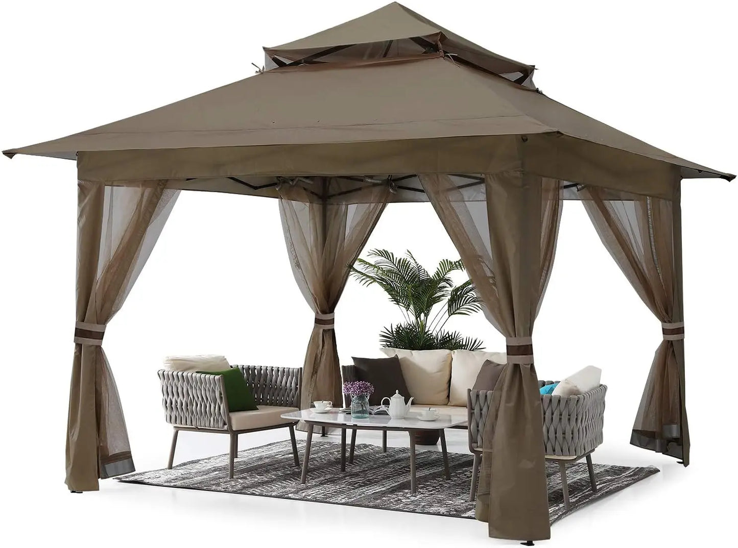 Pop Up Gazebo 13x13Outdoor Canopy Tent with Mosquito Netting