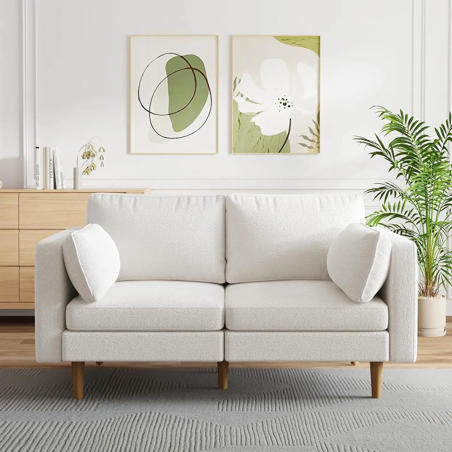 64" Loveseat Sofa Couch, Comfy  Couch with Extra Deep Seats, Fabric Upholstered