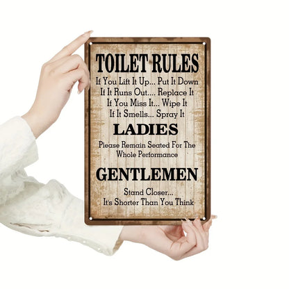 1pc Toilet Rules Metal Tin Sign