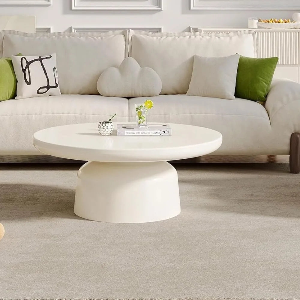 Creamy White Center Table, Modern Tea Table Low Floor