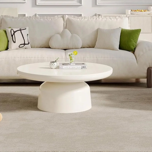 Creamy White Center Table, Modern Tea Table Low Floor