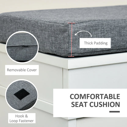 41" Entryway Shoe Rack Bench Storage Organizer Ottoman W/ 2 Drawers, Cushion