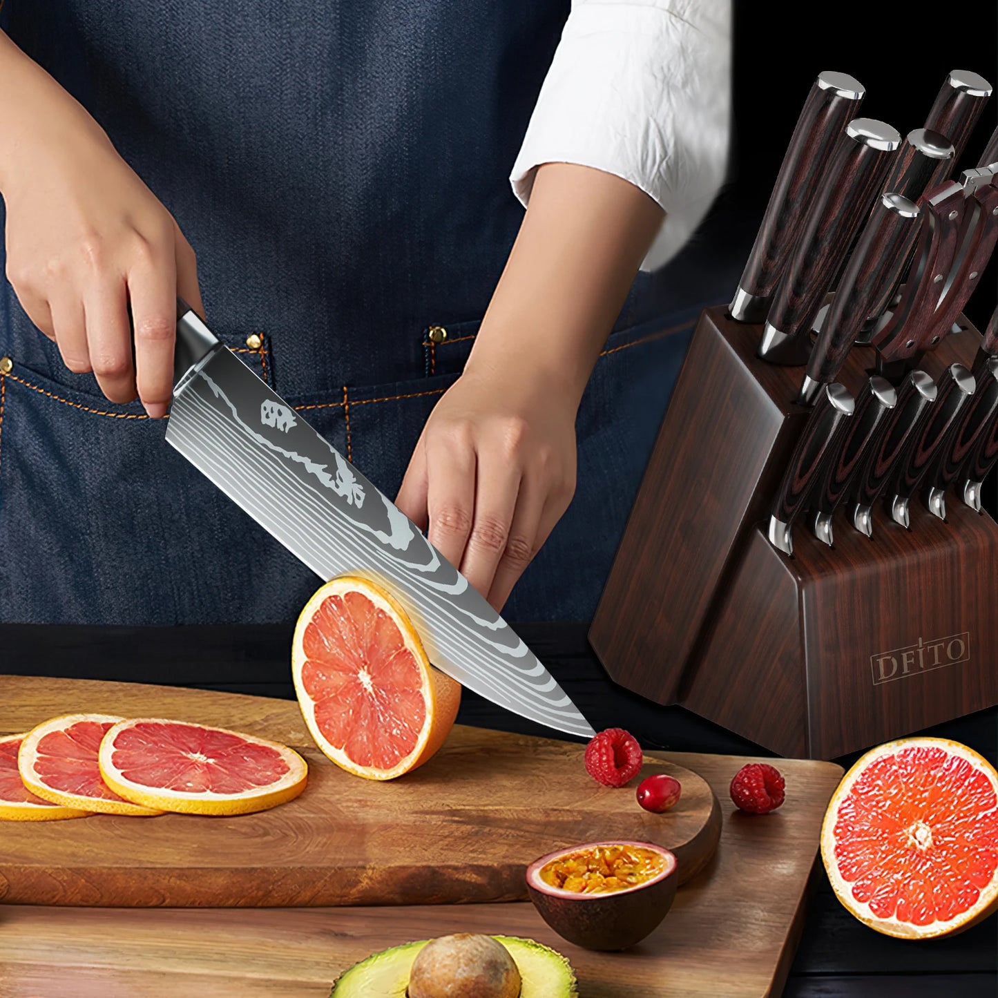 Knife Sets for Kitchen 14 Pieces with Knife Holder High Carbon Stainless Steel