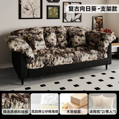 Modern Cloud Loveseat Sofa Plush 2-Seater Couch with Pillow Armrests for Small Spaces Living Room Bedroom Dorm Compact Design